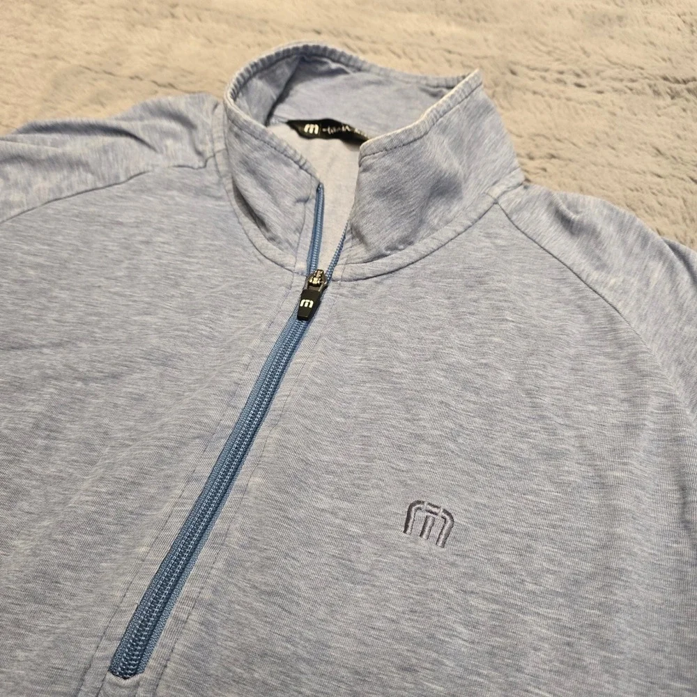 Travis Mathew Mens Large Blue Heathered Quarter‎ Zip Pullover Golf Sweater L